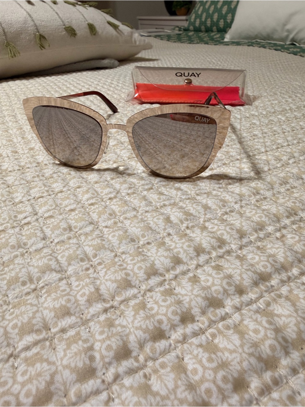 Quay Australia Gold Cat-Eye Sunglasses